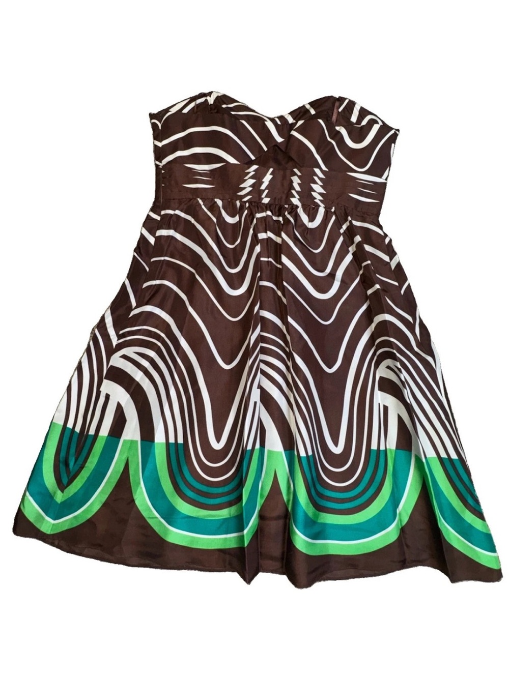Max and Cleo Y2K Silk Dress Size 10 NWT $198 Neiman Marcus Brown Green Geometric